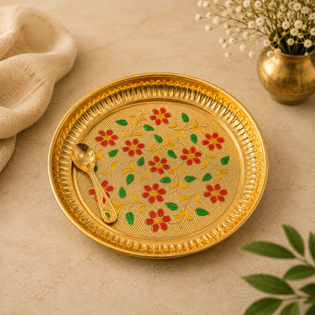 5-Piece Handcrafted Brass Bhog Thali Set – Pooja & Gifting