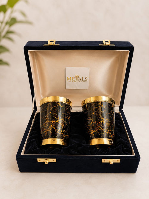 Black Finish Brass Glass Set