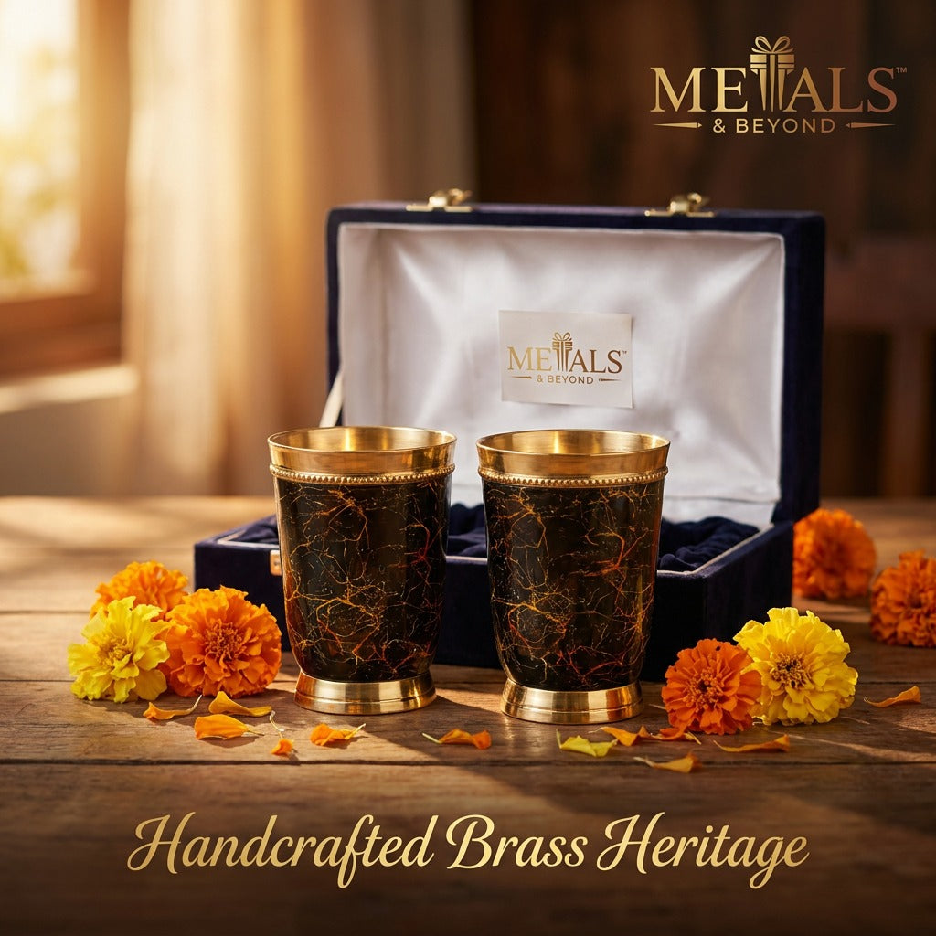 Black Finish Brass Glass Set