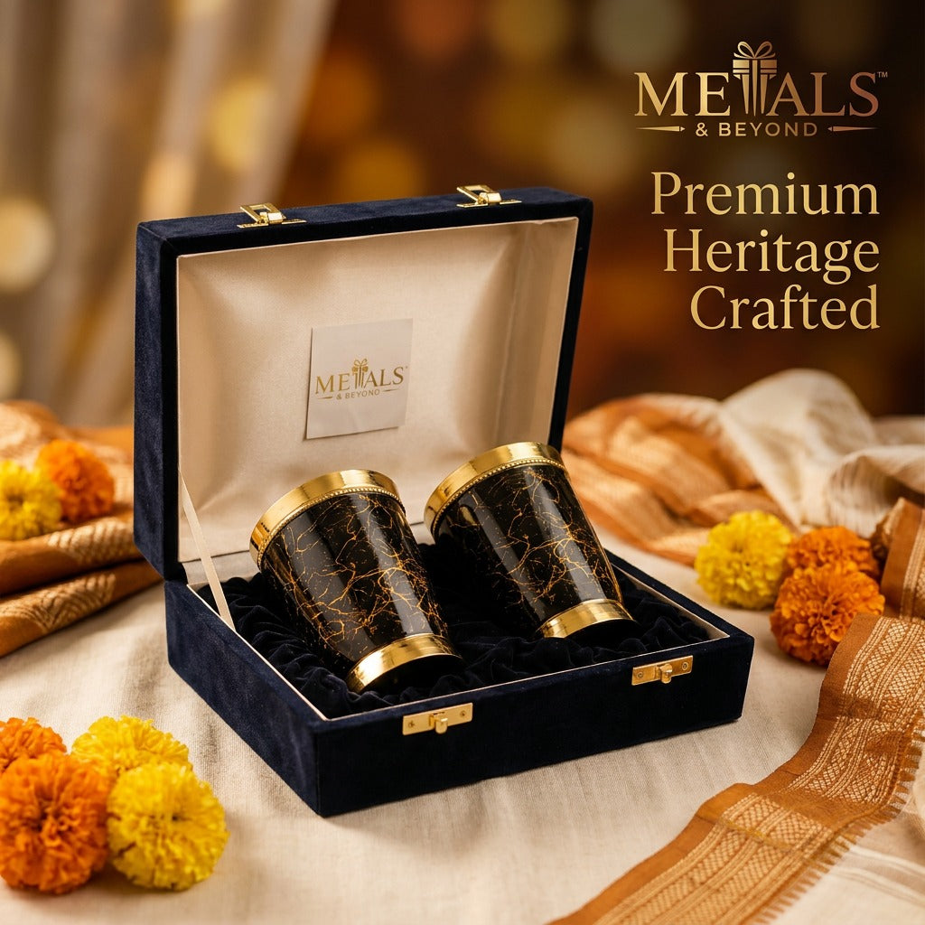 Black Finish Brass Glass Set