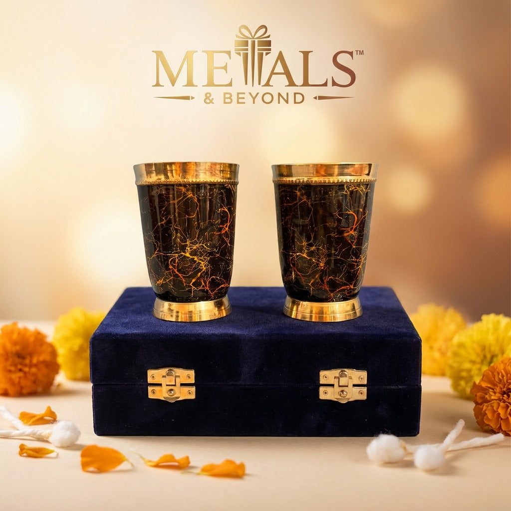 Black Finish Brass Glass Set