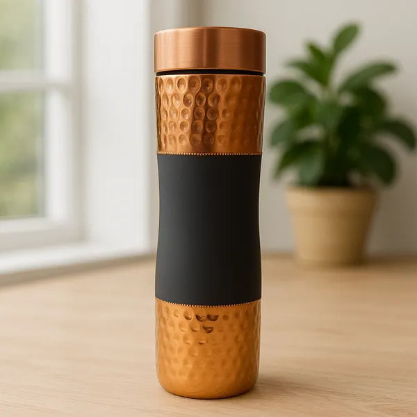 Premium Hammered Copper Bottle with Silicone Grip