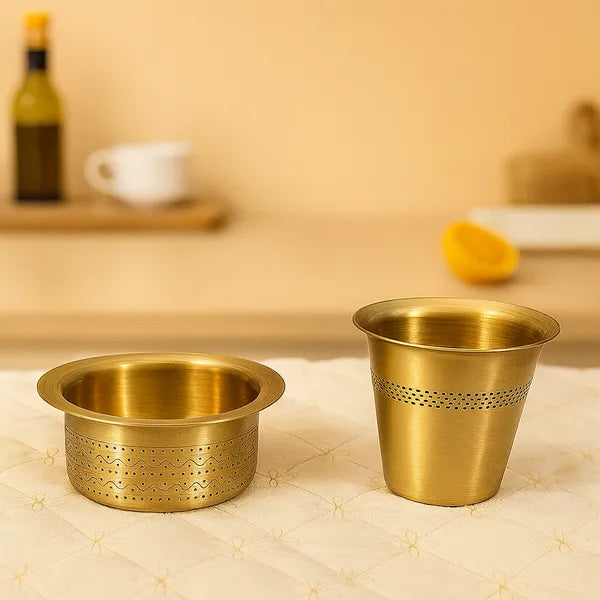 Golden Finish Brass Filter Coffee Set