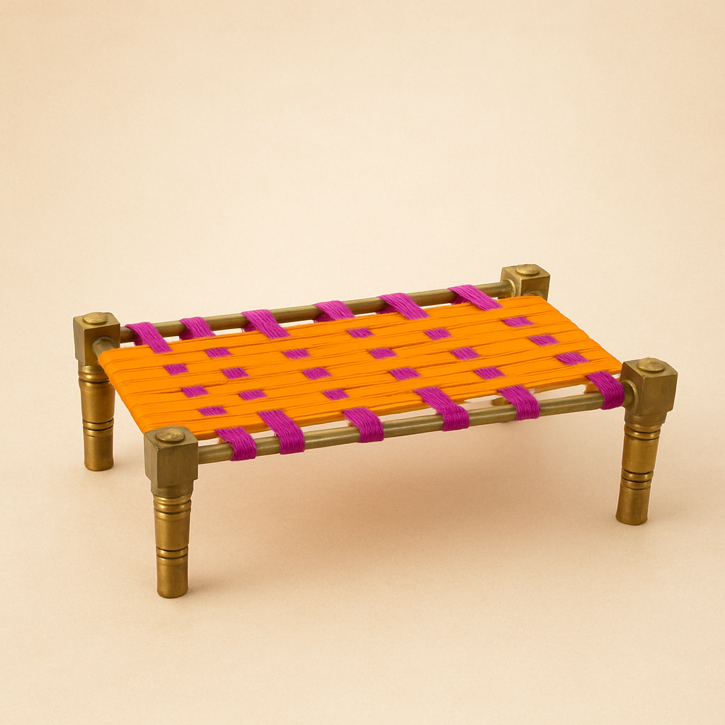 Golden Finish Brass Cot