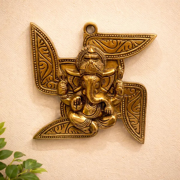 Brass Swastik Ganesha Wall Hanging