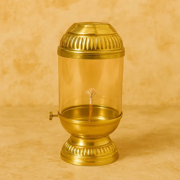 Golden Finish Brass Oil Lamp Small