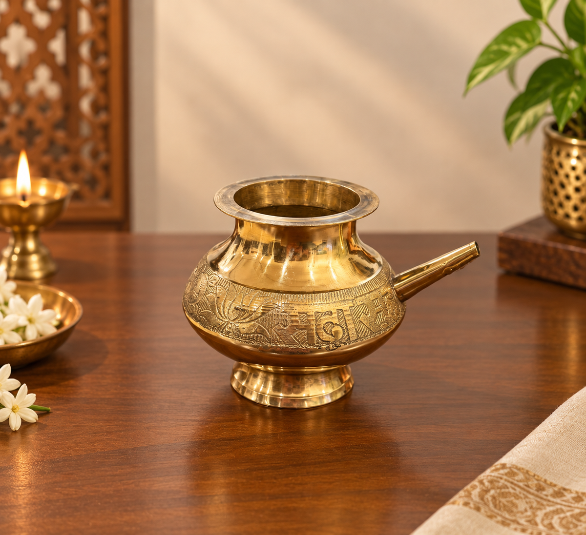 Golden Finish Brass Karwa