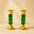 Golden Finish Brass Candle Stand (Set Of 2)