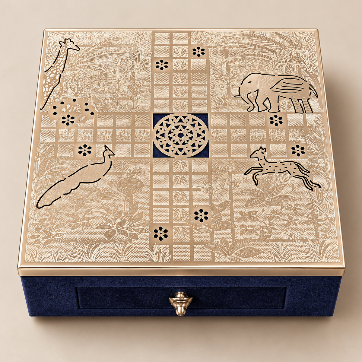 Premium Metal Ludo Board Game with Velvet Storage Box – Luxury Gift Set