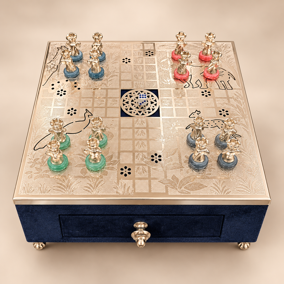 Premium Metal Ludo Board Game with Velvet Storage Box – Luxury Gift Set