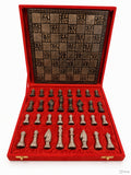 Premium Decorative Metallic Chess Set with Luxury Red Velvet Gift Box