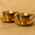 Golden Finish Brass Cup Plate Set Of 2