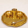 Golden Finish Brass Bhog Thali Set