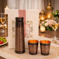 Luxury Engraved Antique Copper Water Bottle Set with two glasses and gift box