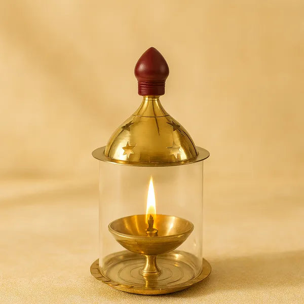 Golden Finish Small Brass Chimney Diya