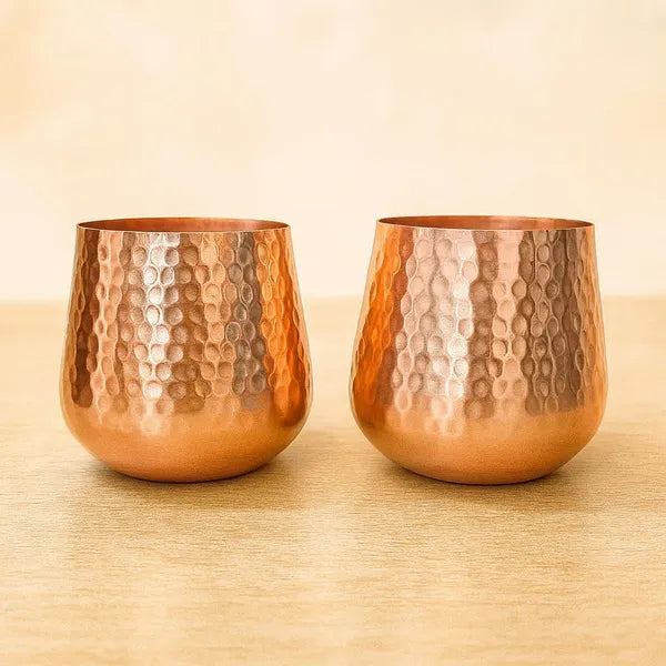 Premium Hammered Copper Tumblers (Set of 2)