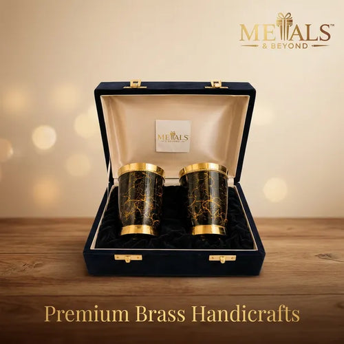 Black Finish Brass Glass Set