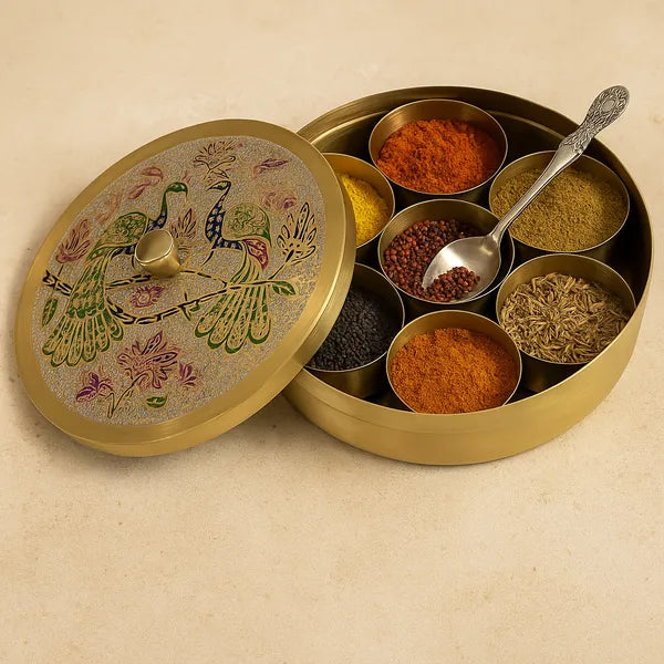 Multicolour Finish Masala Box-Engraved (6 Inches)