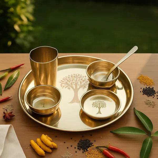 Golden Finish Kansa Thali Set